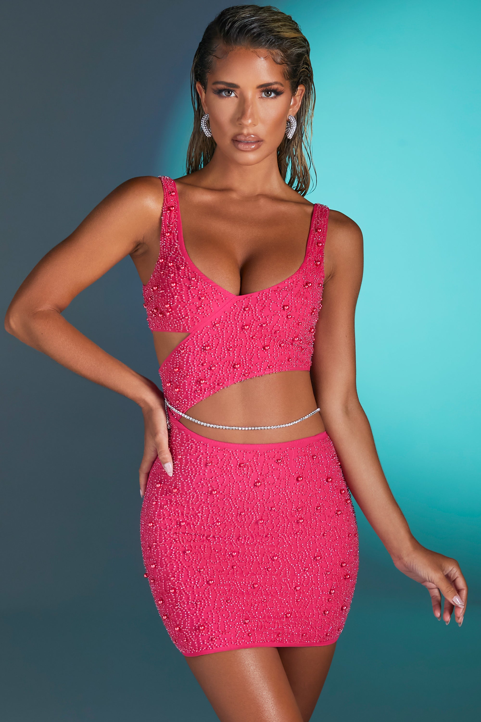 Epernay Cut Out Mini Dress in Pink | Oh ...